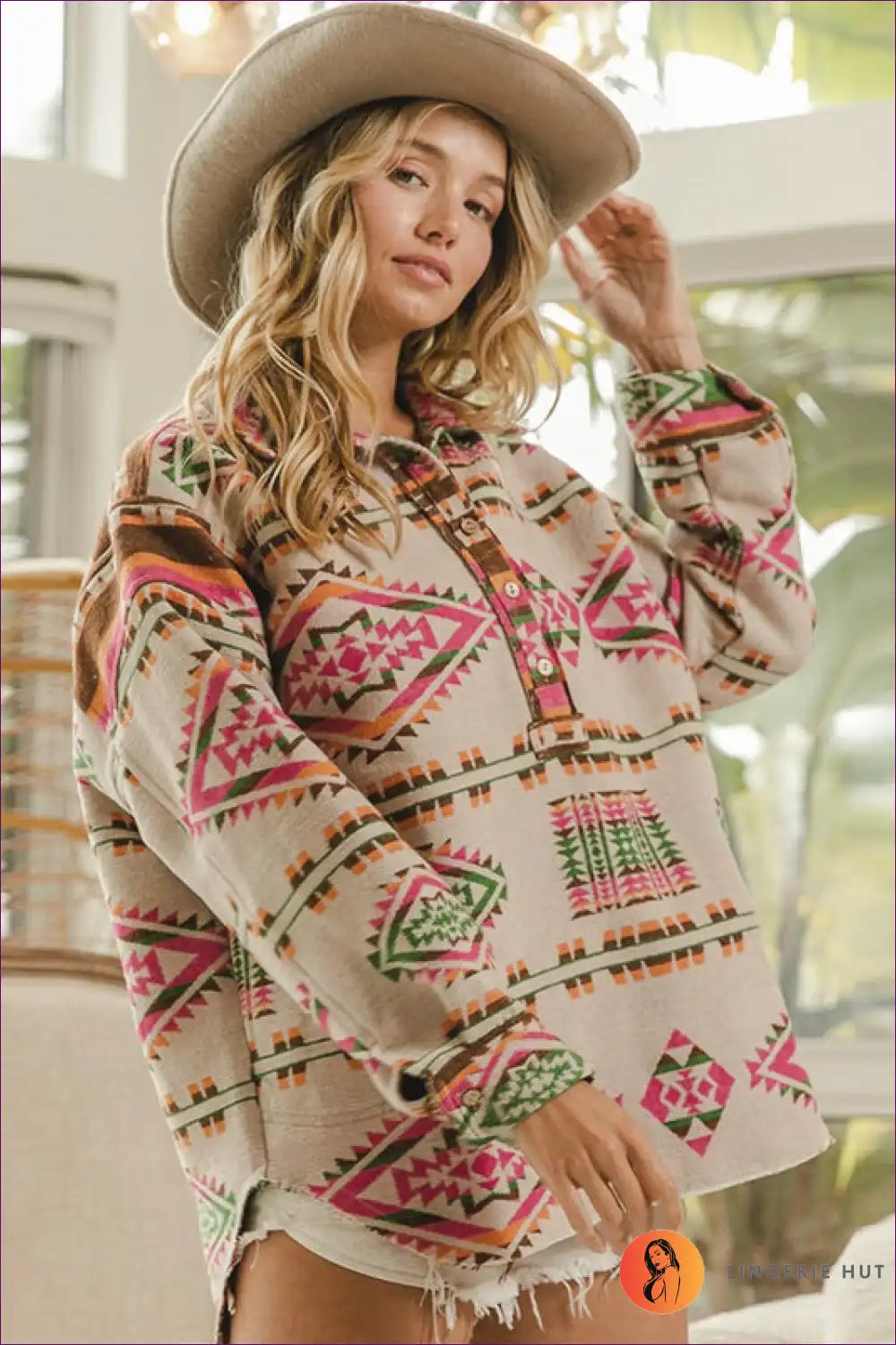Levoire | Pull-over à imprimé aztèque boho – Décontracté & Vivant