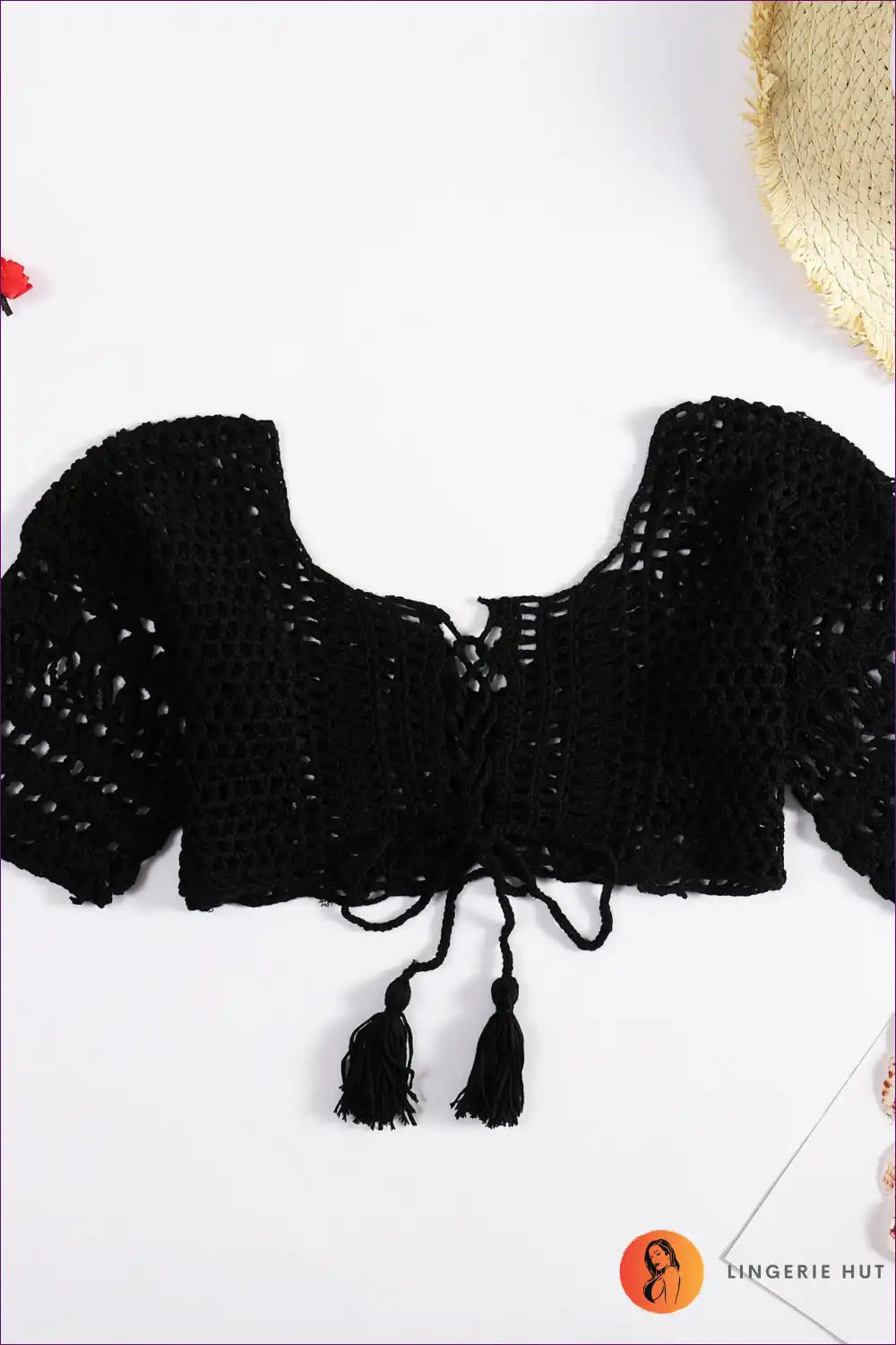 Levoire | Boho Cropped Top Virkkaus - Voulez-vous un esprit libre Noir