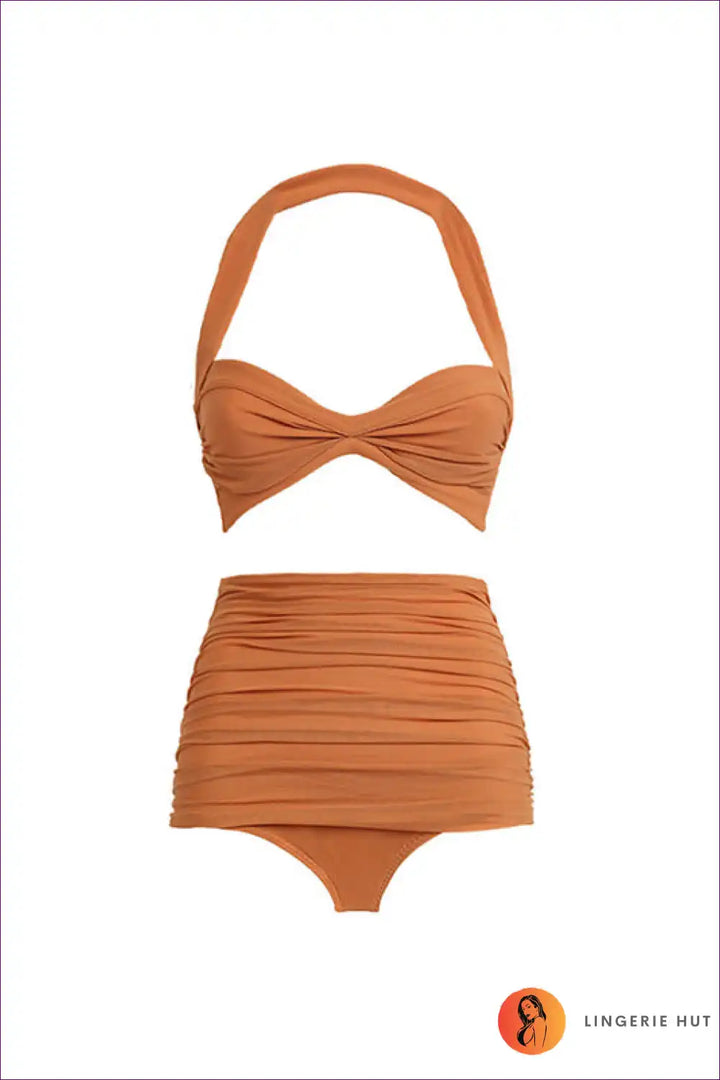 Levoire | Maillot de bain asymétrique taille haute Boho - Glamour de vacances ultime Bikini brun1