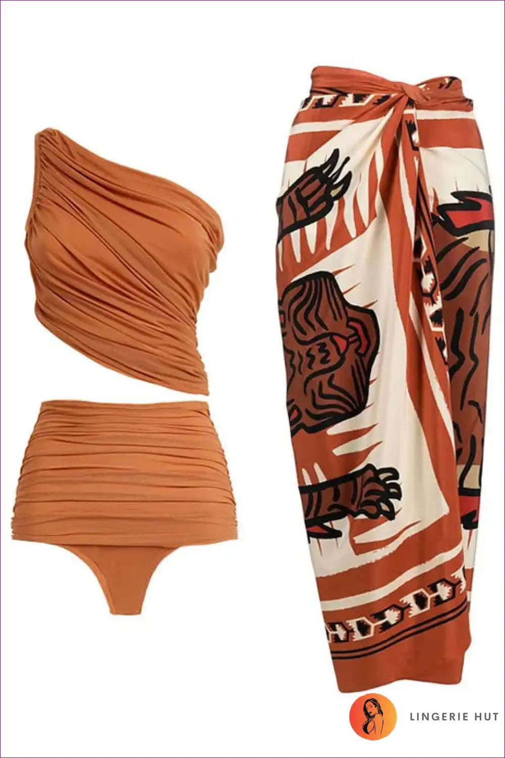 Levoire | Maillot de bain asymétrique taille haute Boho - Glamour de vacances ultime Braun Sac à bandoulière