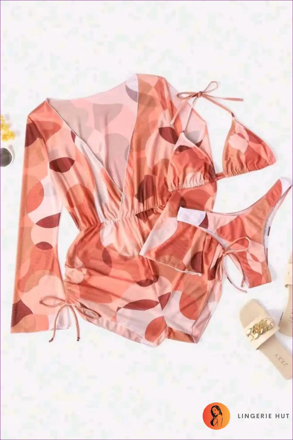 Levoire | Ensemble de Bikini Boho en Réseau – Maillot de Bain Trois Pièces Élégant Braun
