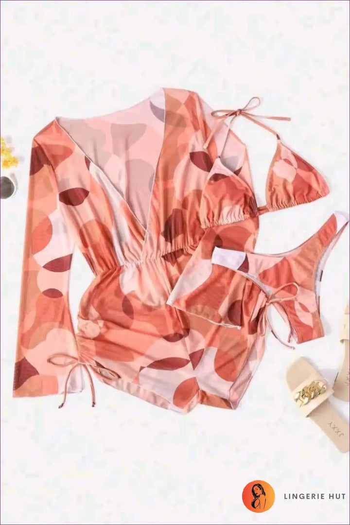 Levoire | Ensemble de Bikini Boho en Réseau – Maillot de Bain Trois Pièces Élégant Braun