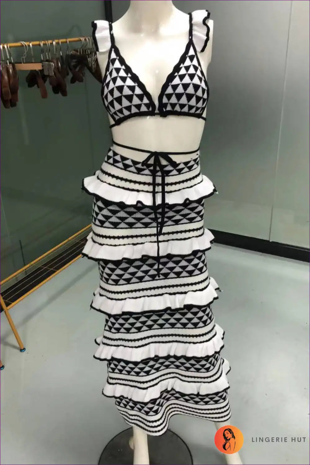 Levoire | Ensemble de bikini Boho Rüschentop – Style d'été élégant Noir