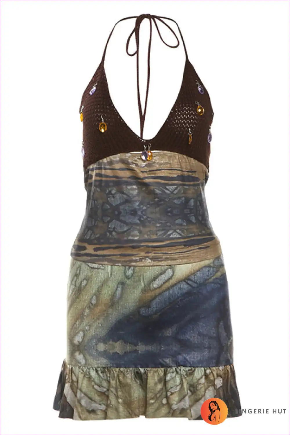 Levoire | Boho Strass Haut de dos Mini Robe - Veut une ambiance festive Moni