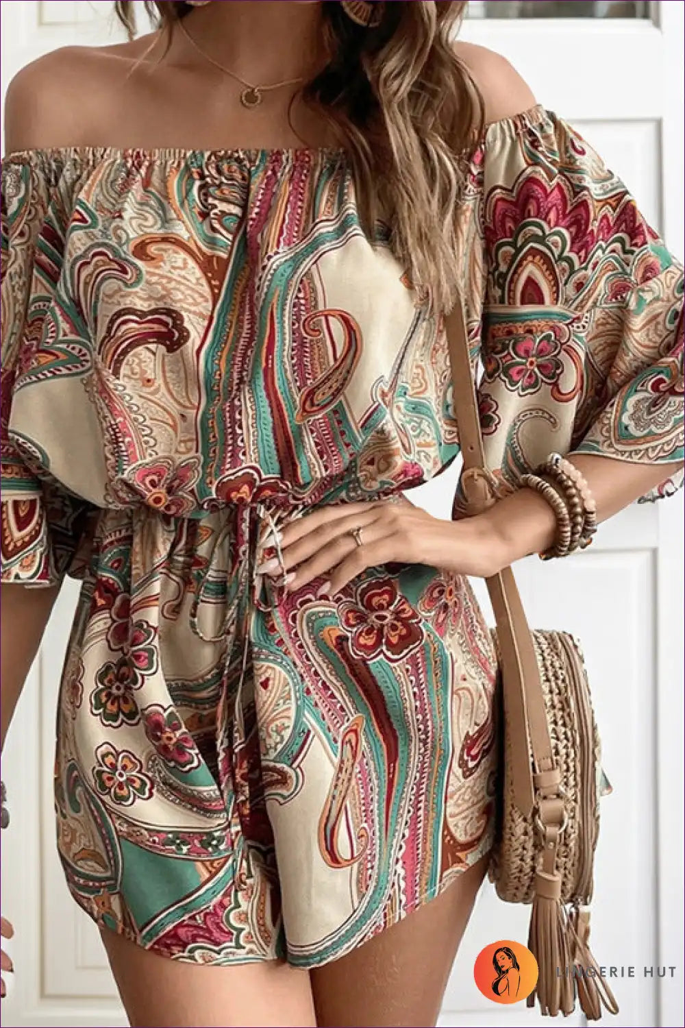Levoire | Boho Off Épaule Personnel – Été Élégance Jaune