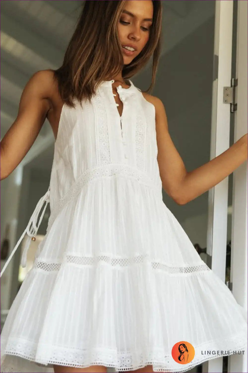 Levoire | Robe en coton gratuite - Élégance sans effort Blanc