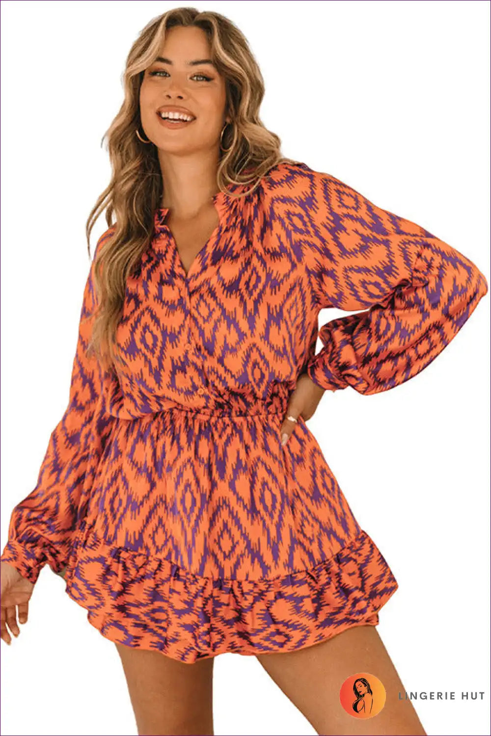Levoire | Helle Ikat-imprimé-robe - Amusante & Célébratoire Orange