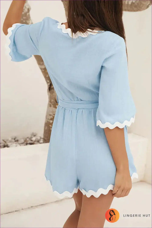 Levoire | Combinaison en coton relaxante à encolure en V avec ceinture - style quotidien sans effort