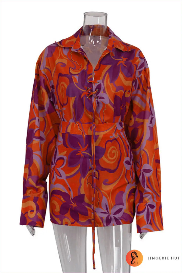 Levoire | Rento shirt à motifs floraux - Style décontracté Orange