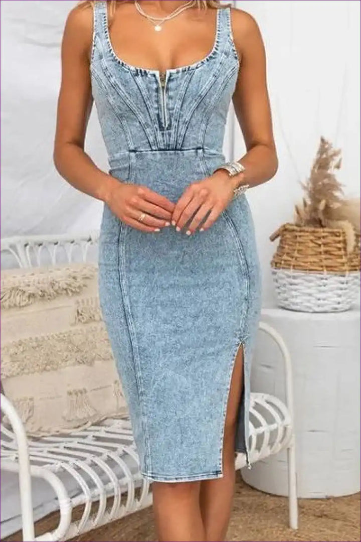 Levoire | Salopette en denim à bretelles spaghetti - style été Bleu