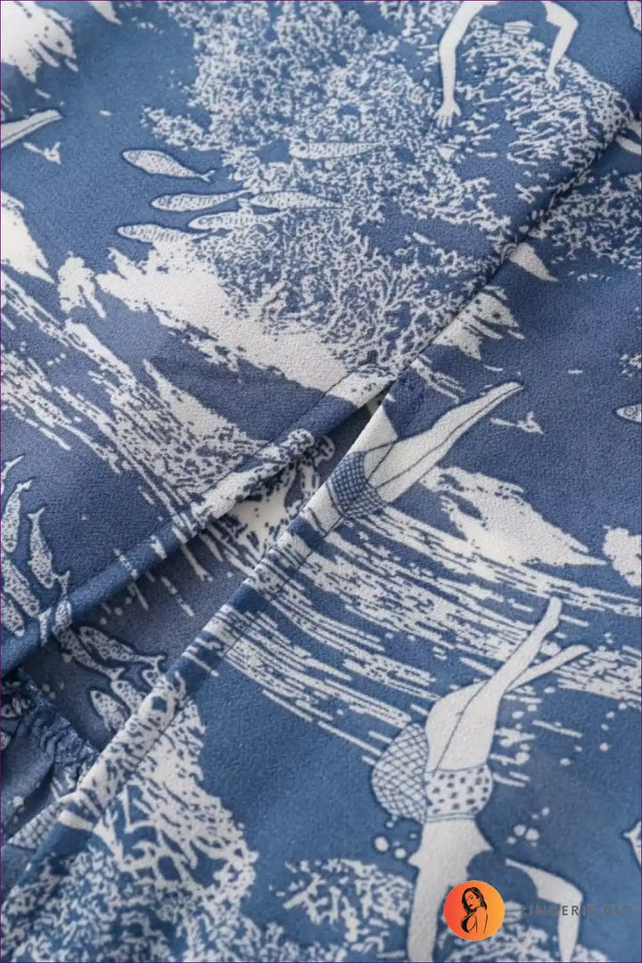 Levoire | Robe mi-longue imprimée bleue élégante