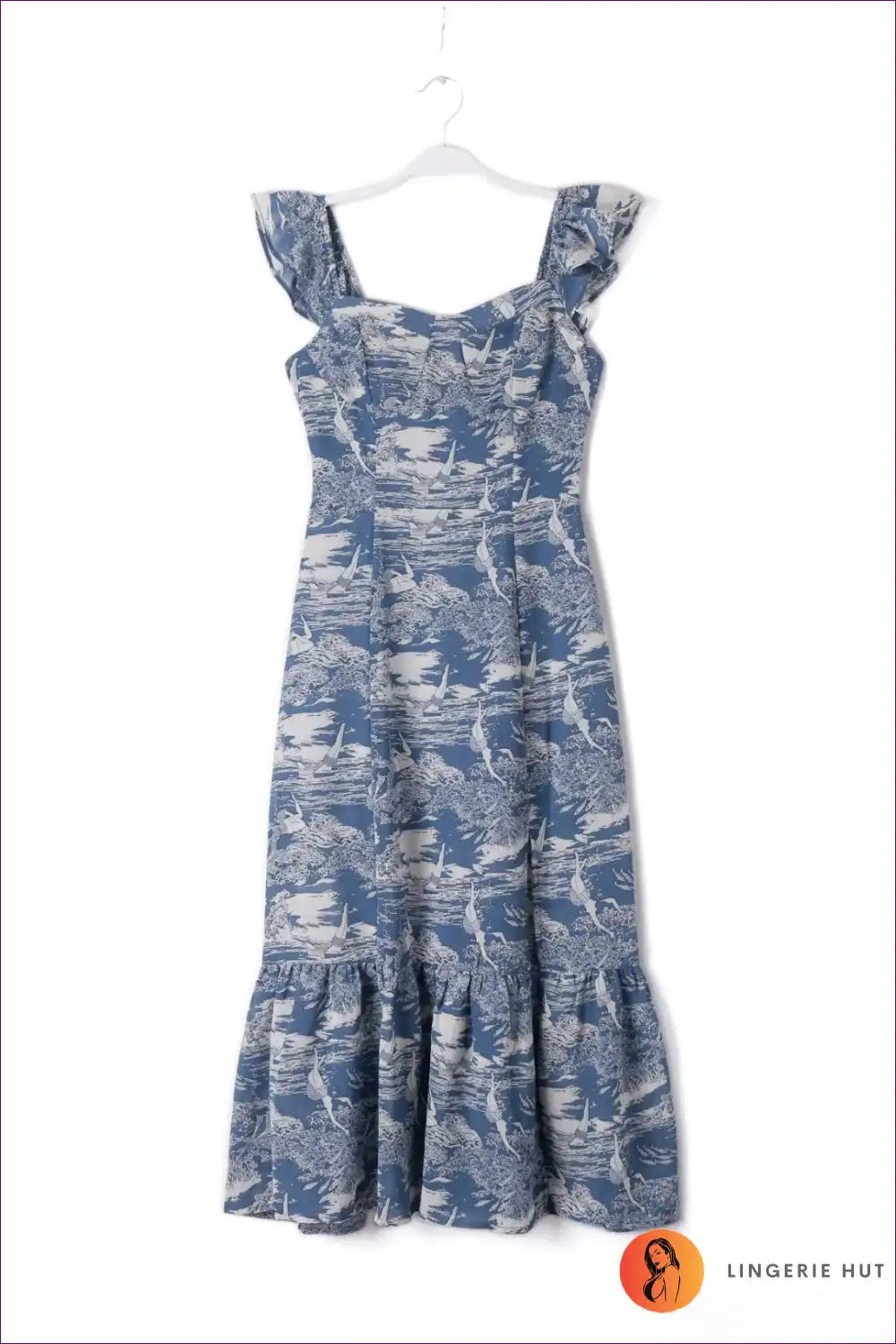 Levoire | Robe mi-longue imprimée bleue élégante Moni