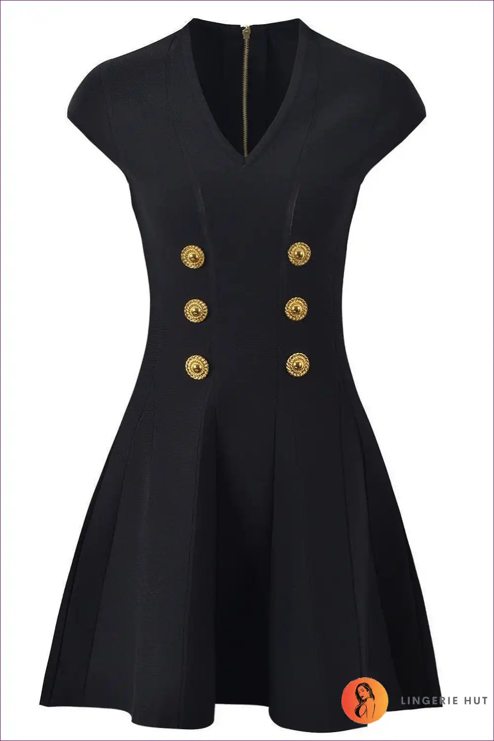 Levoire | Chic Bouton Nappipainike Robe – Élégante Glamour Noir