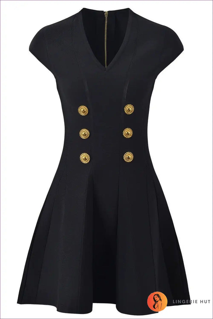 Levoire | Chic Bouton Nappipainike Robe – Élégante Glamour Noir