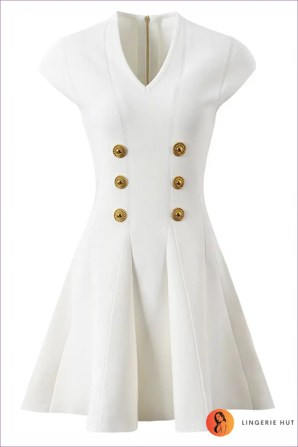 Levoire | Chic Bouton Nappipainike Robe – Élégante Glamour Blanc