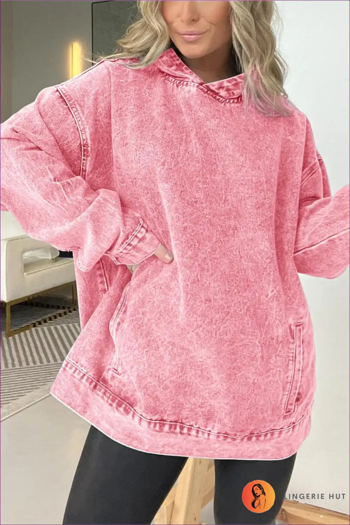 Levoire | Sweat à capuche en jean stylé – Facilement cool Rosa