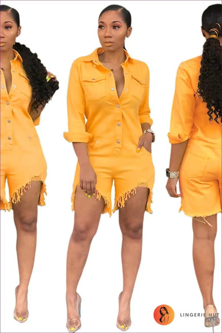 Levoire | Combinaison en denim élégante – cool sans effort Jaune