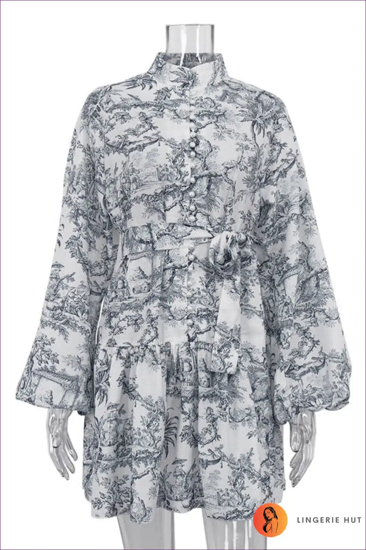 Levoire | Robe mini à motifs floraux élégante - élégance sans effort Gris