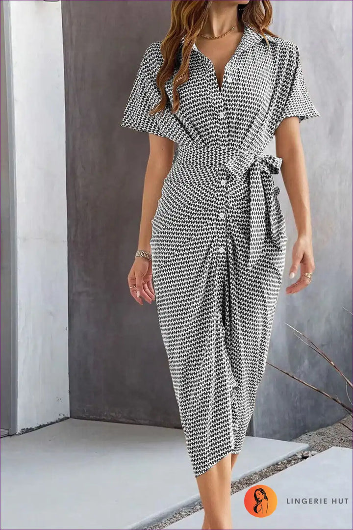 Levoire | Robe imprimée verte élégante - Élégance sans effort Noir