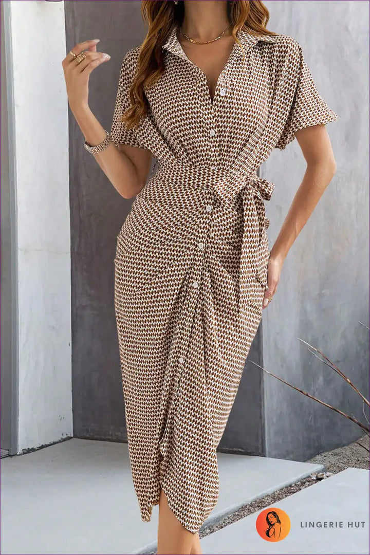 Levoire | Robe imprimée verte élégante - Élégance sans effort Braun