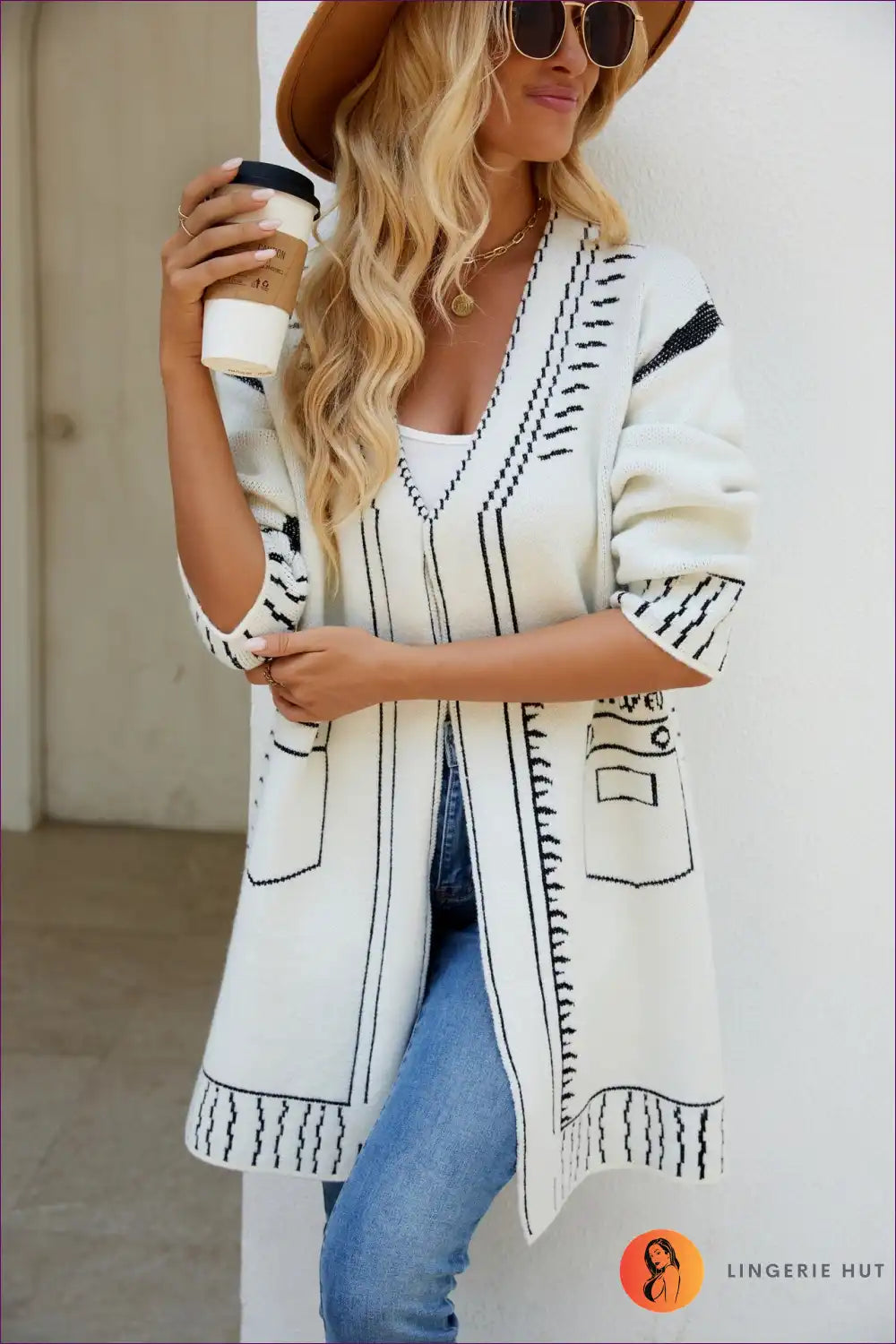 Levoire | Cardigan en tricot élégant à l'avant ouvert - style décontracté sans effort Blanc