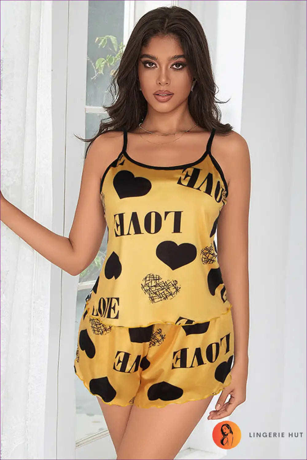 Levoire | Chic Love Satin Pyjama - Pyjama Tendance Jaune