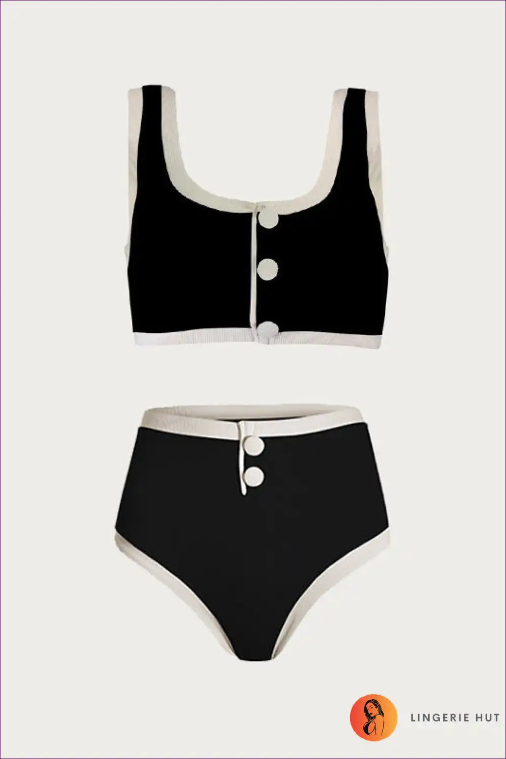 Levoire | Maillot de bain noir et blanc classique fendu - Boho Chic de qualité Noir