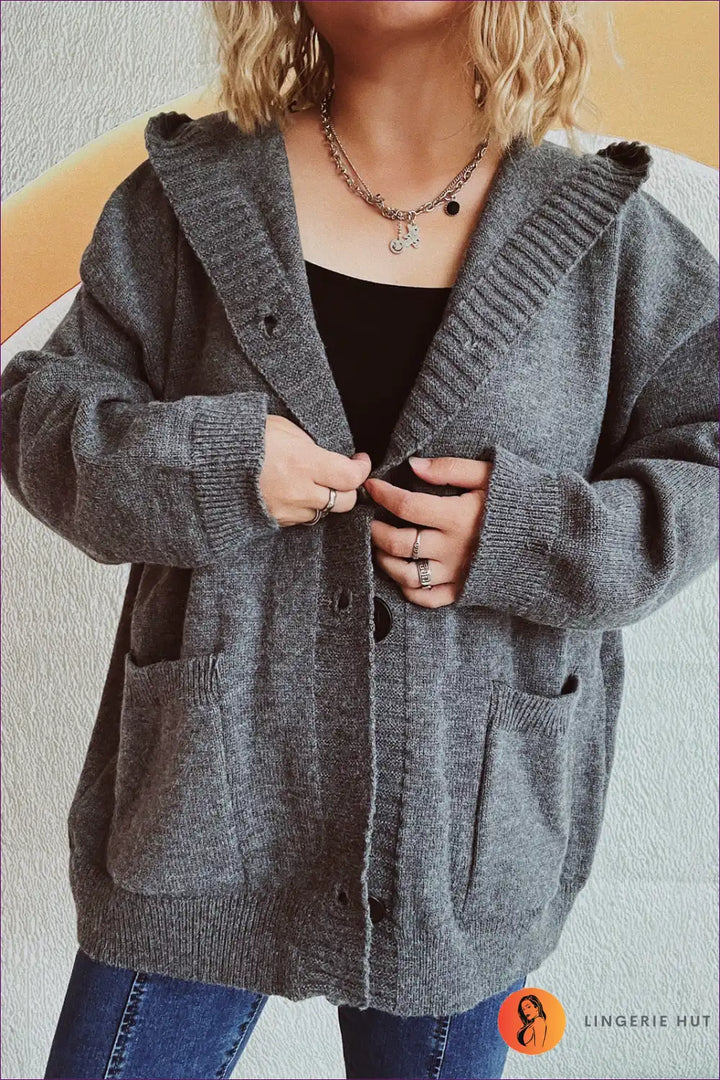 Levoire | Hoodie à boutons pression confortable - Confort polyvalent redéfini Gris