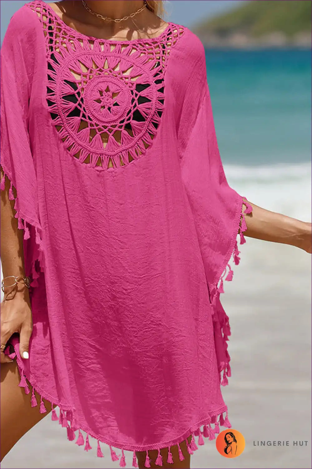 Levoire | Chapeau de plage en crochet Hapsu – Style de plage Boho Une taille Rosa