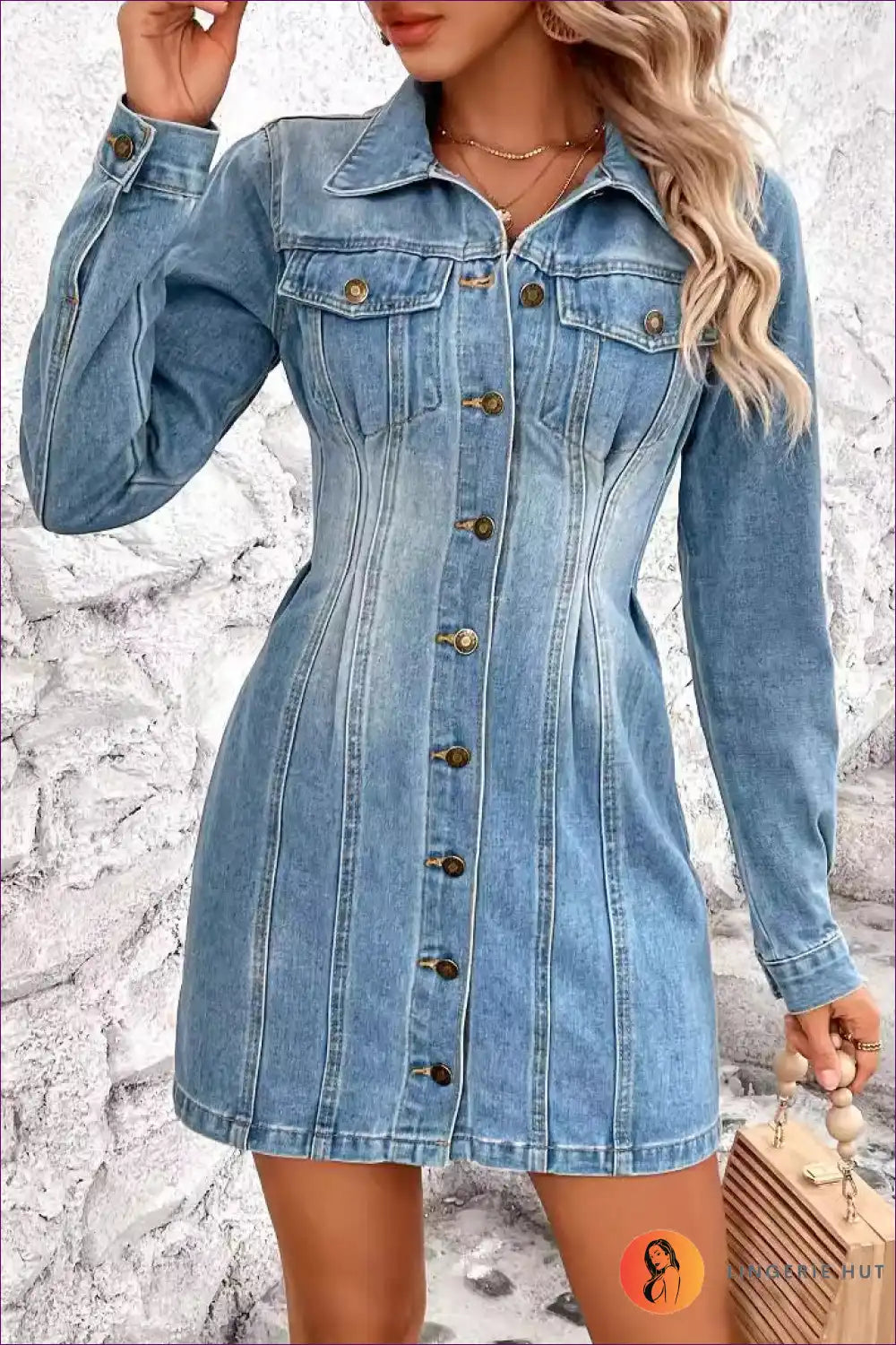 Levoire | Robe en denim à fermeture Nappi - Élégance intemporelle Bleu