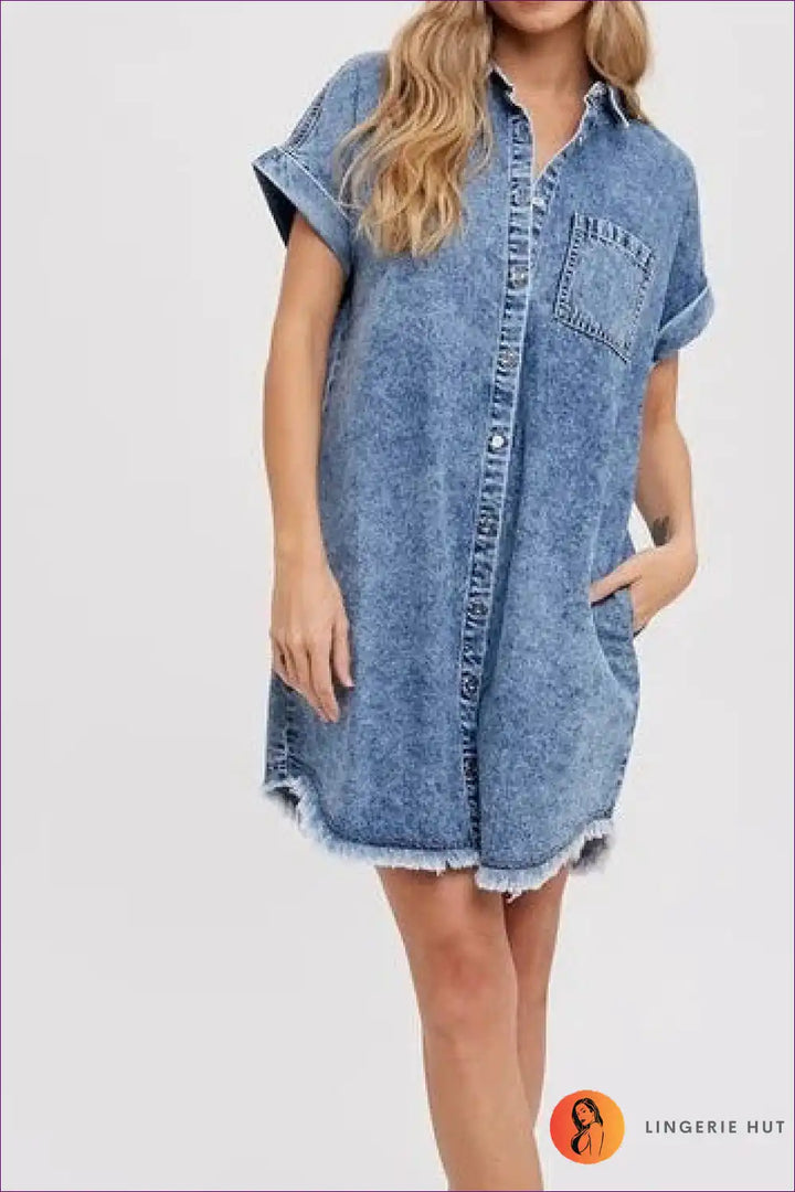 Levoire | Denim Delight Cardigan Robe - Sans Effortment Élégant Bleu
