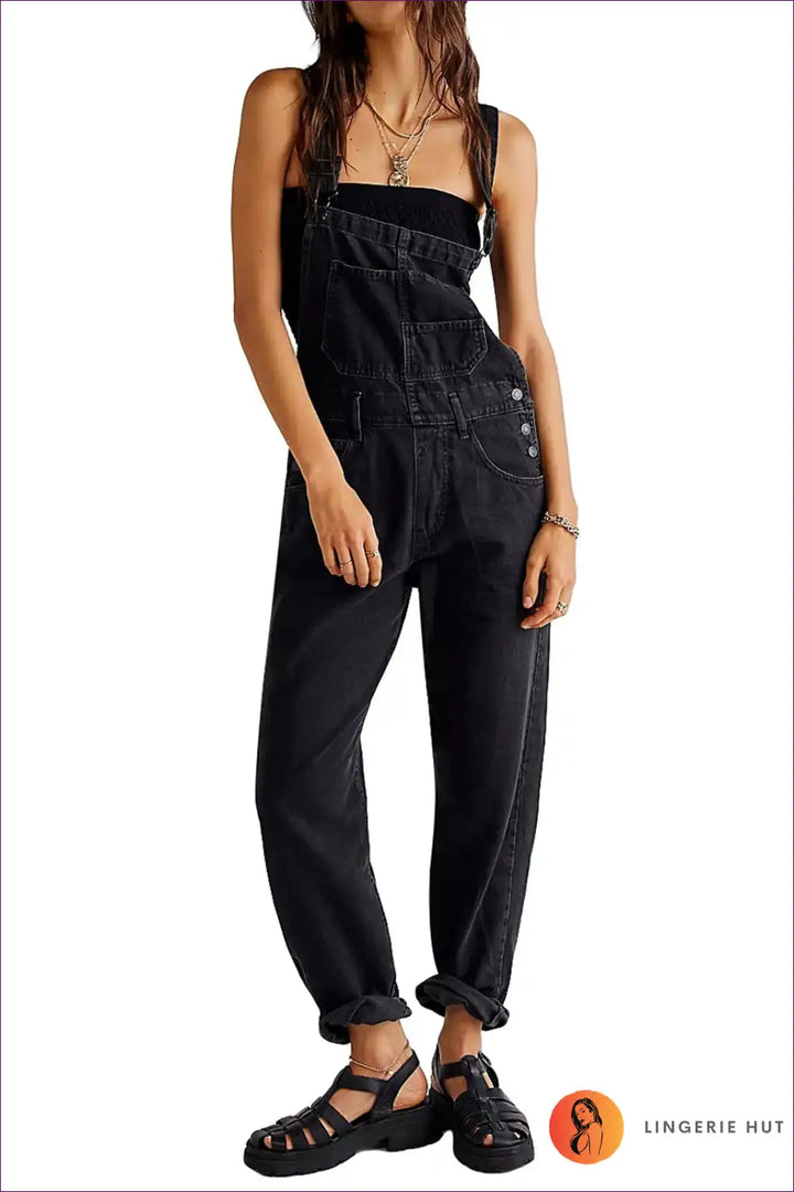 Levoire | Denim Delight Salopette - Sans Effort Élégant Noir