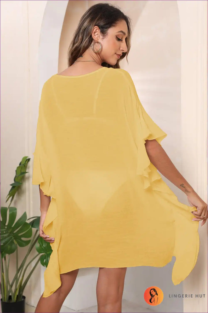 Levoire | Robe froncée sans effort – Style décontracté Une taille Jaune