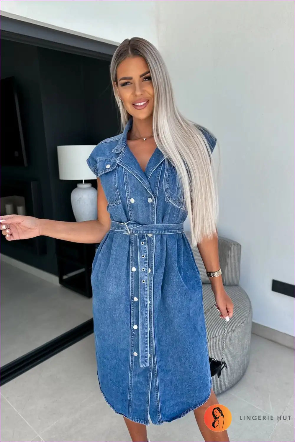 Levoire | Robe en denim élégante avec col - Style d'été Bleu