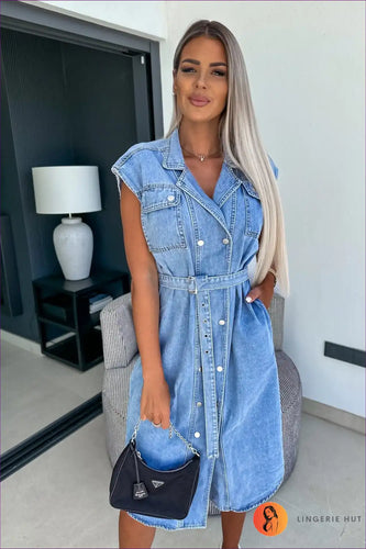Levoire | Robe en denim élégante avec col - Style d'été
