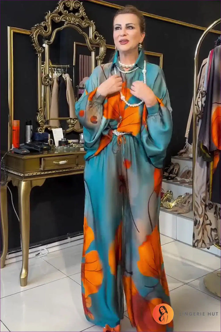 Levoire | Robe Maxi Élégante à Imprimé Floral – Expression Audacieuse & Luxueuse Bleu