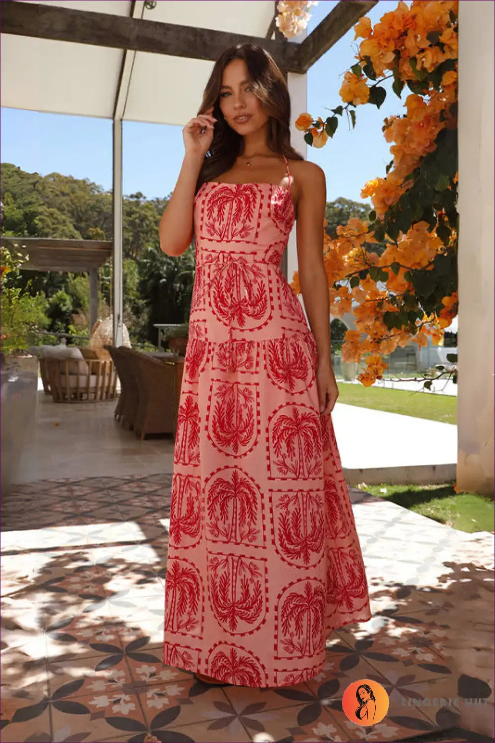 Levoire | Robe halter graphique élégante - L'élégance de l'été Rot