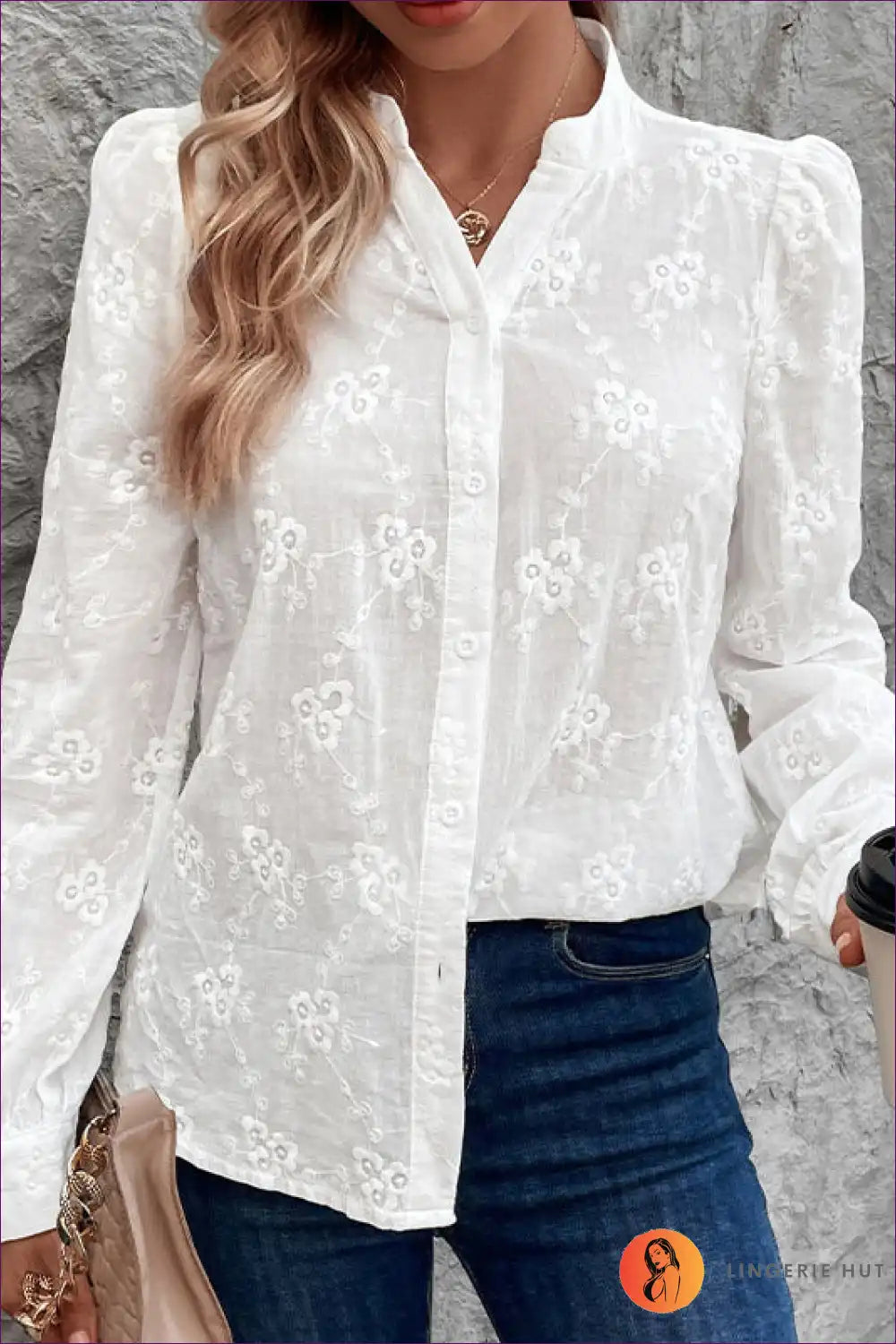 Levoire | Élégant Chemise Jacquard à Boutons - Élégance Printanière