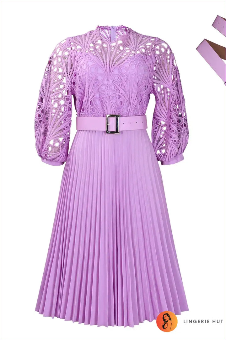 Levoire | Élégante robe mi-longue en satin lilas - Élégante et exigeante Lavande