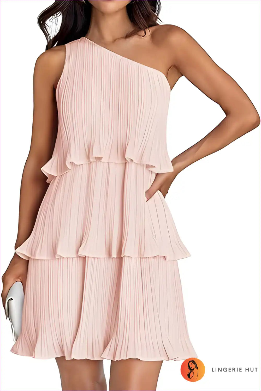 Levoire | Élégant Robe Ridé à Une Épaule - Élégance Estivale Rosa