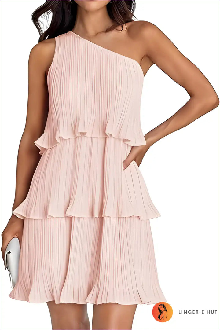 Levoire | Élégant Robe Ridé à Une Épaule - Élégance Estivale Rosa