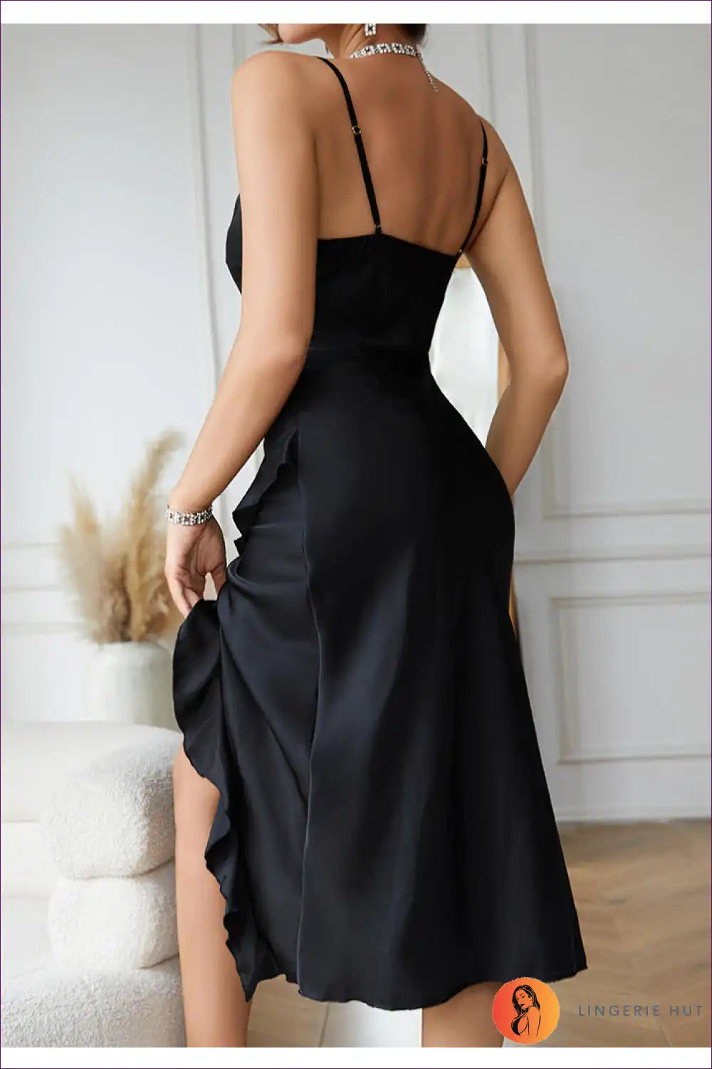 Levoire | Élégant satin asymétrique serpent - Luxe allure Noir