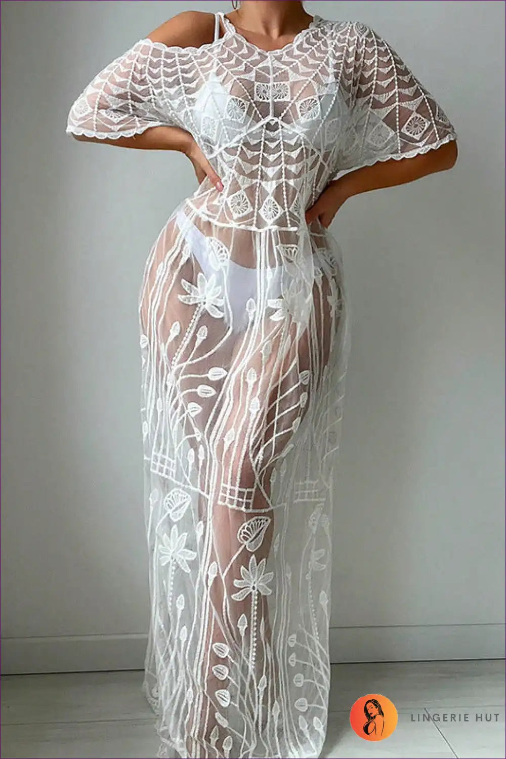 Levoire | Élégant voile de dentelle transparent - Élégance estivale Une taille Blanc