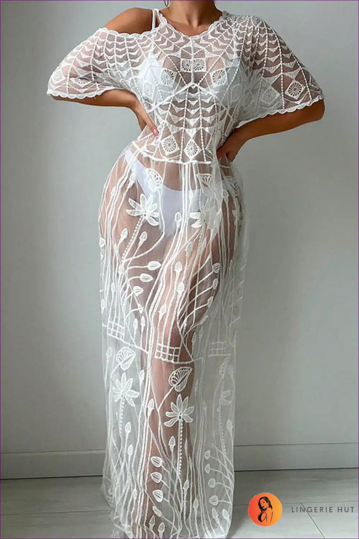 Levoire | Élégant voile de dentelle transparent - Élégance estivale Une taille Blanc
