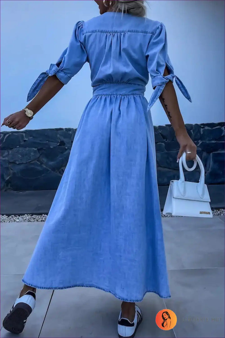 Levoire | Robe maxi en jean fendue élégante – Élégance sans effort