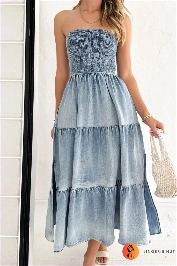 Levoire | Robe d'été chic en collants et jeans Bleu clair