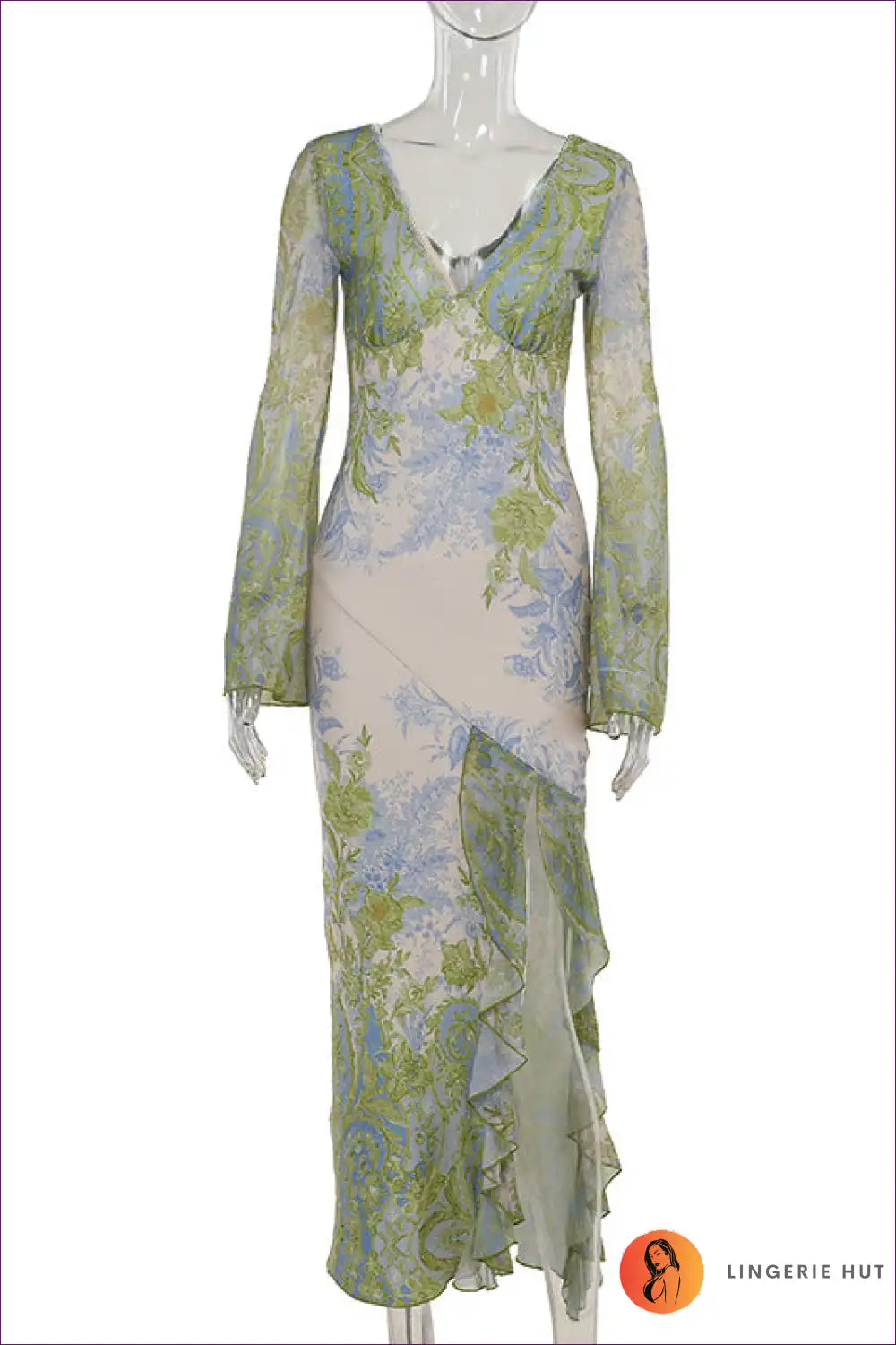 Levoire | Lumotun jardin robe maxi en dentelle - Élégance éthérée Vert clair