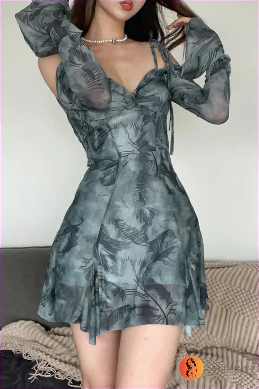 Levoire | Lumoava robe minime à motif de feuilles - Style bohème romantique