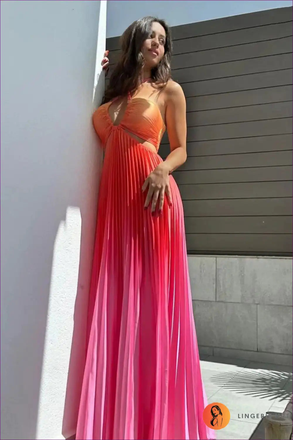 Levoire | Robe maxi dégradée Eteerinen – Élégance fluide en couleurs Orange