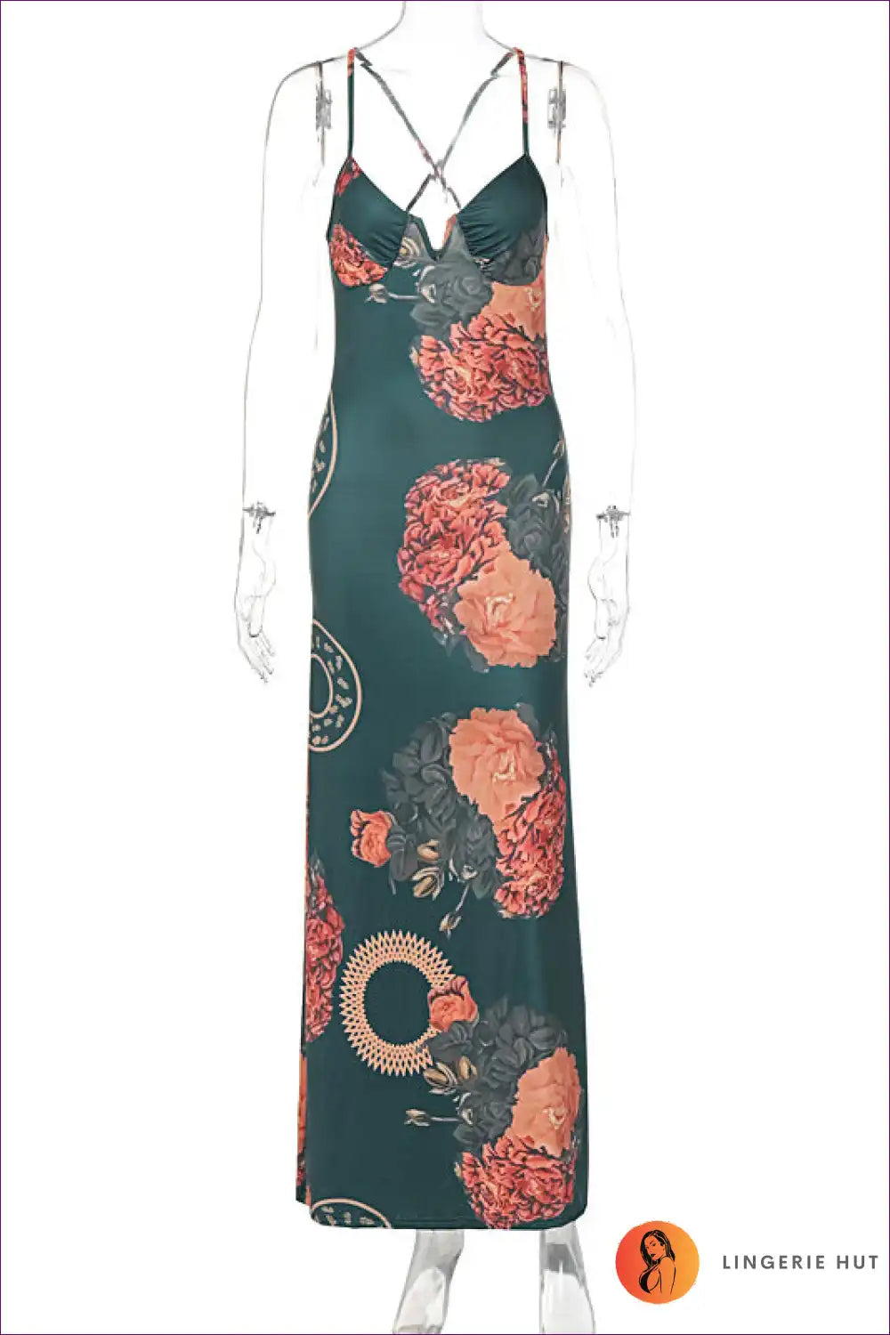 Levoire | Robe midi drapée jardin exotique – Oser l'élégance le jour et la nuit Vert